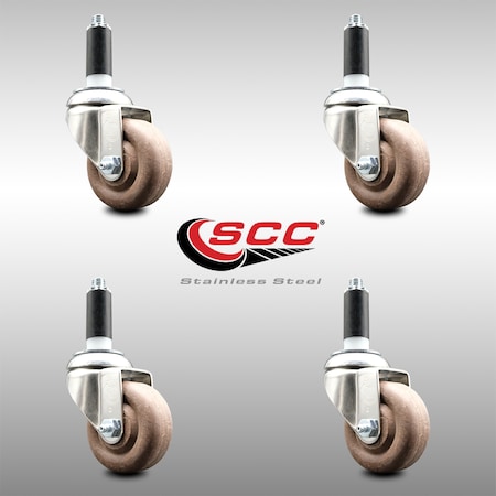 Service Caster 3.5 Inch 316SS High Temp Glass Filled Nylon 1 Inch Expanding Stem Caster Set SCC-SS316EX20S3514-GFNSHT-1-4